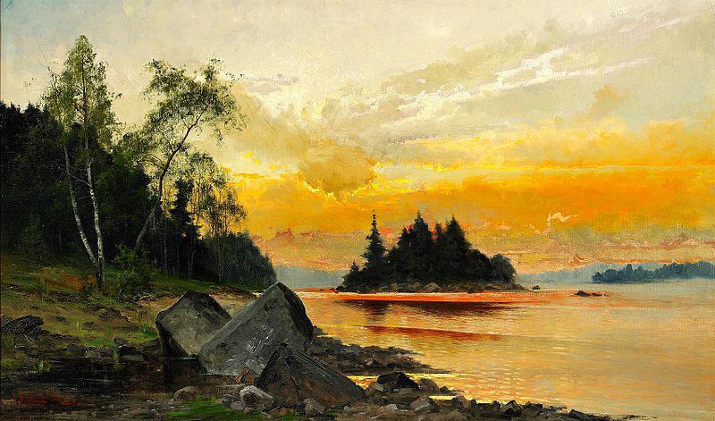 Mauritz Lindstrom Evening Colors on the Lake oil painting picture